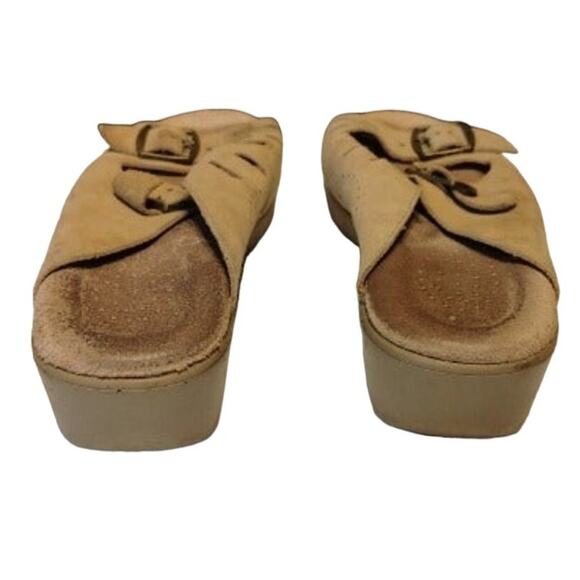 Sas Suede Wedge Heel Slide Sandal Double Strap Buckle Detail Tan Womens Size 6.5 - Picture 6 of 6